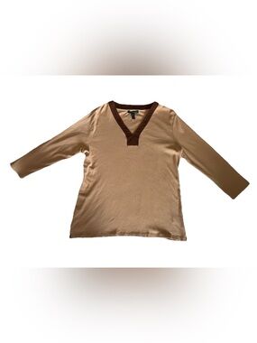 Ralph Lauren women’s shirt tunic top v neck blouse 100% cotton tan XL